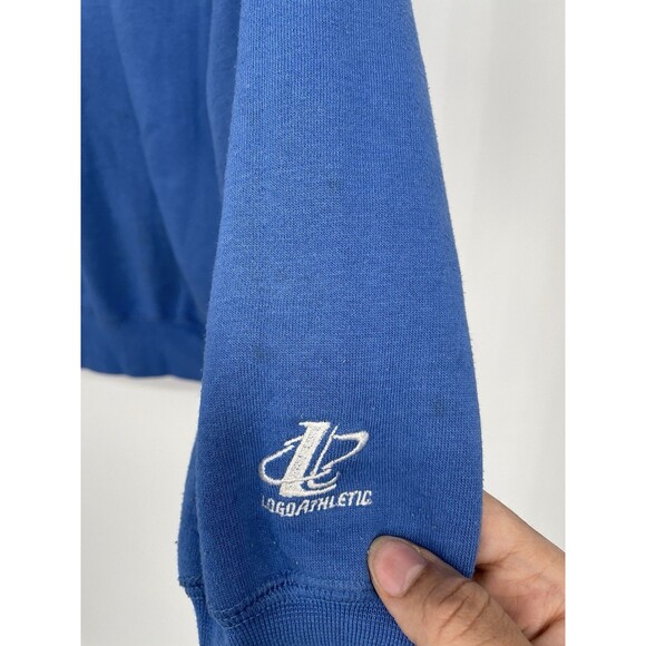 Vintage Detroit Lions Quarter Zip Sweatshirt Mens Medium Blue NFL Football - Picture 3 of 16